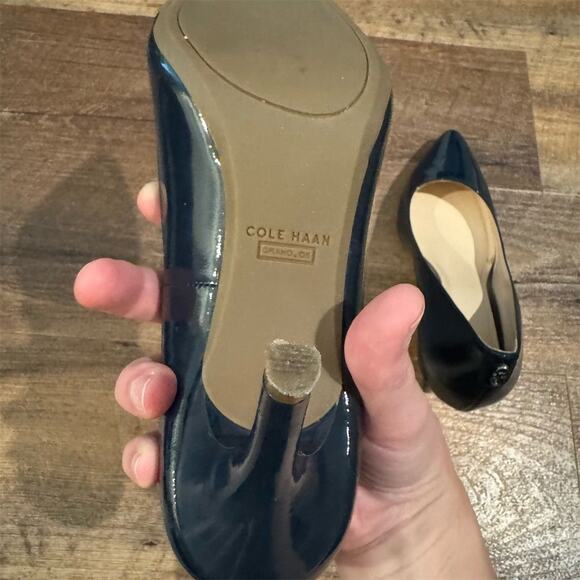 Cole Haan Prieta Pump II Heels 6B Blue Pointed Toe Patent Leather Wedding READ - Picture 6 of 11